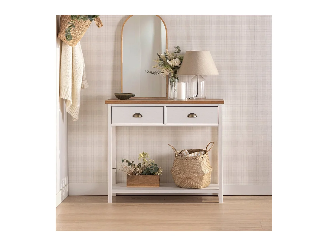 Mueble recibidor de Lacado Blanco-Natural 85 x 100- Marais