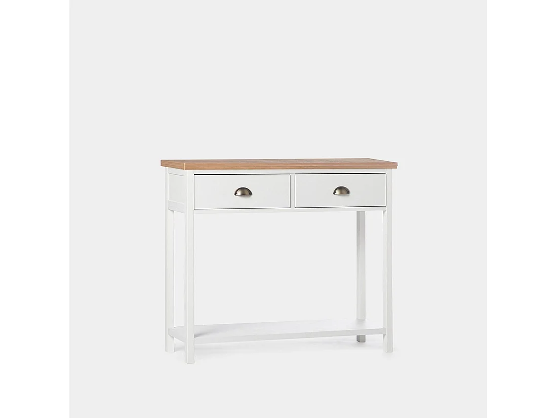 Meuble d'entrée en laqué blanco-natural 100x85 cm-Marais