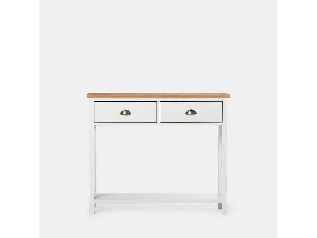 Meuble d'entrée en laqué blanco-natural 100x85 cm-Marais