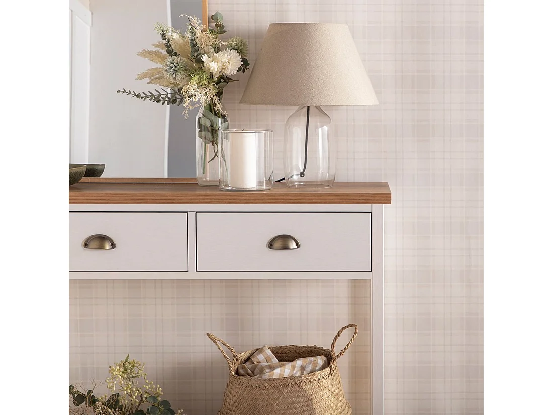 Meuble d'entrée en laqué blanco-natural 100x85 cm-Marais