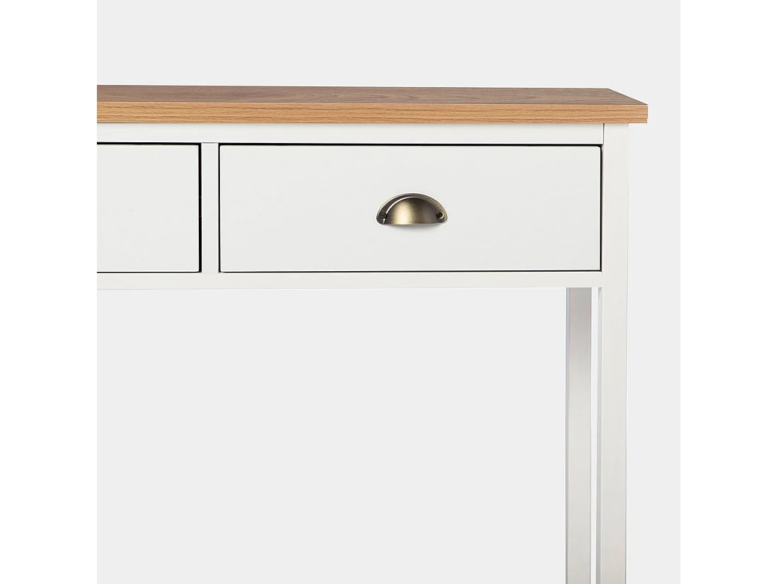 Meuble d'entrée en laqué blanco-natural 100x85 cm-Marais