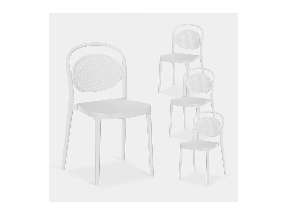 Chaise d'extérieur en plastique blanc 43x80 cm-Kira