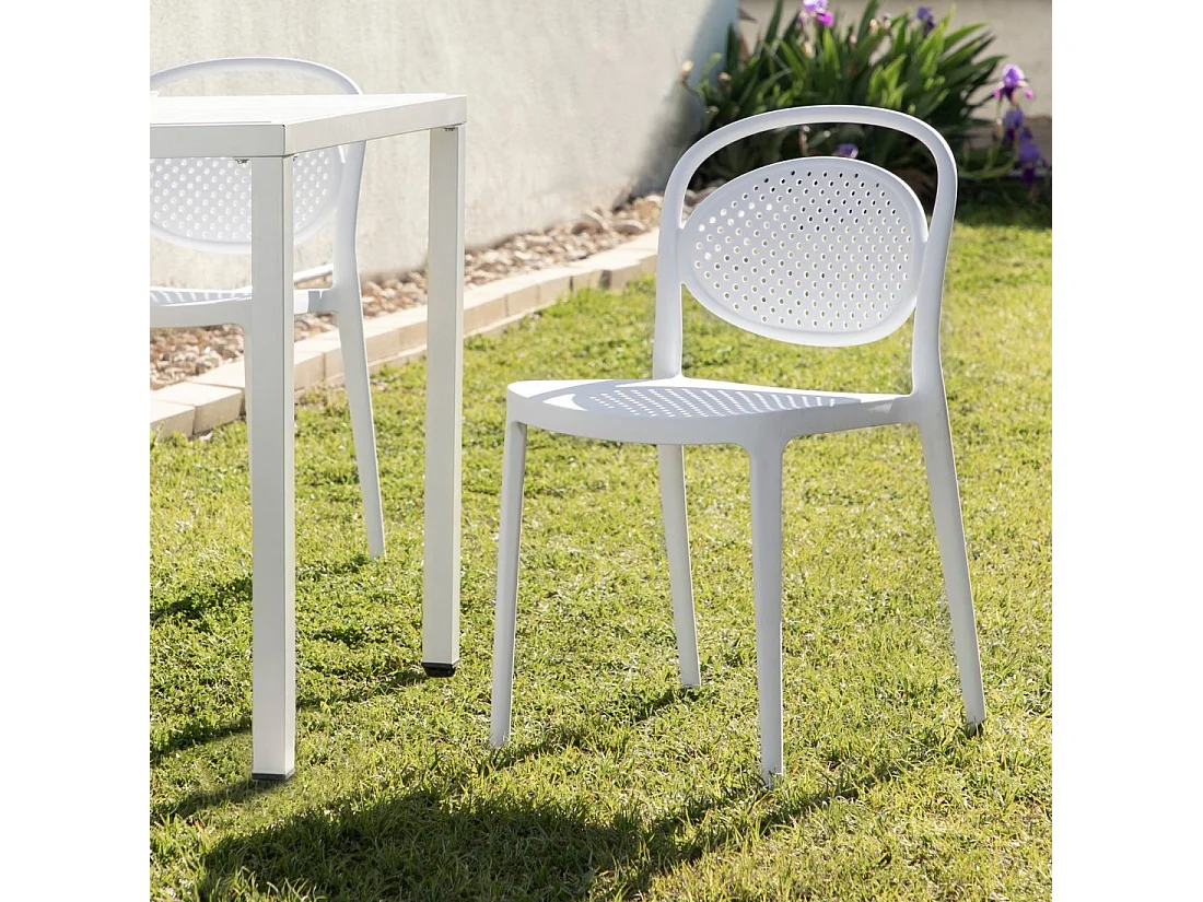 Chaise d'extérieur en plastique blanc 43x80 cm-Kira