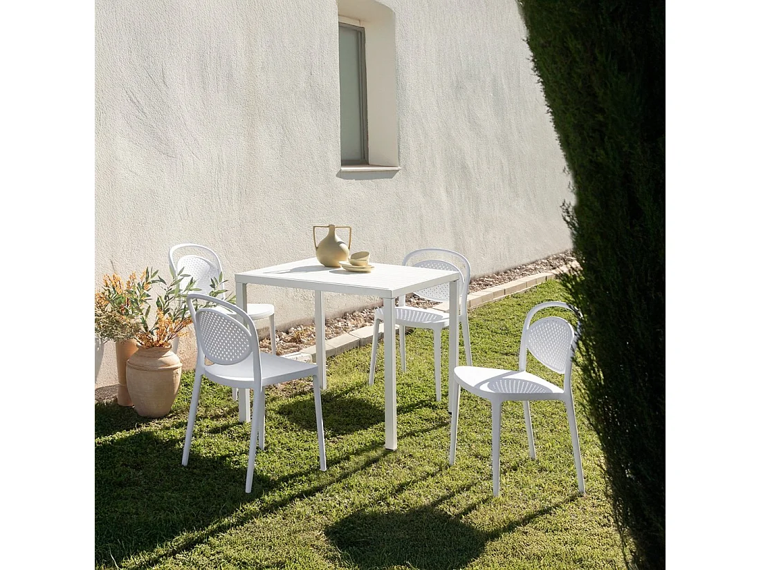 Chaise d'extérieur en plastique blanc 43x80 cm-Kira