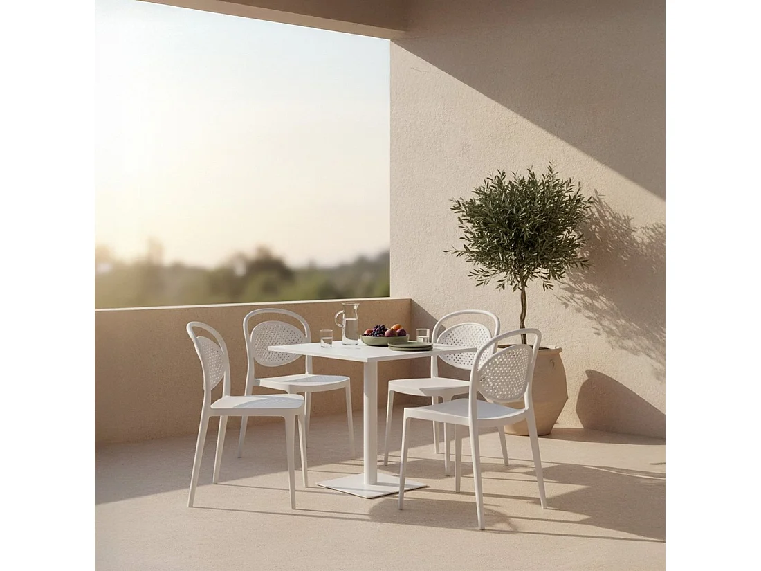 Chaise d'extérieur en plastique blanc 43x80 cm-Kira