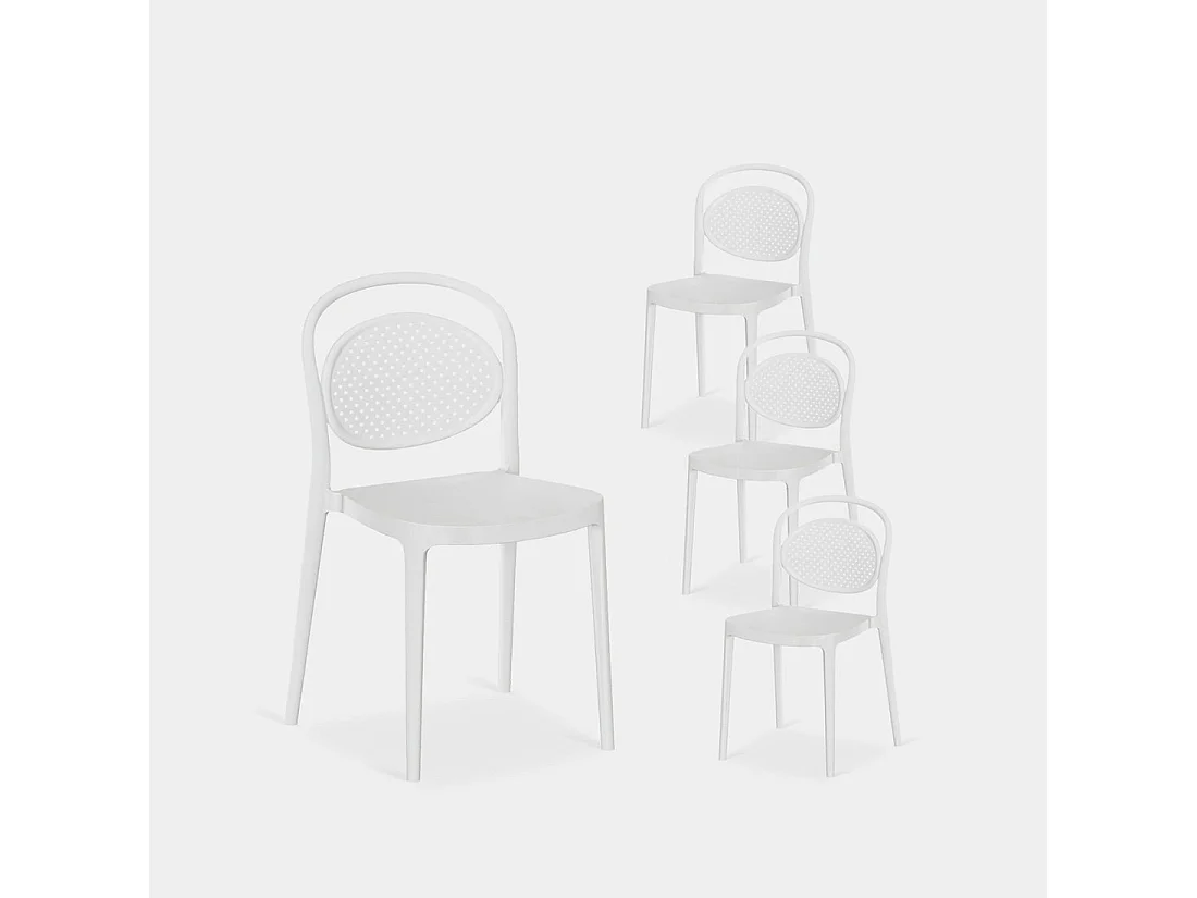 Chaise de jardin en plastique blanc 43x80 cm-Kira