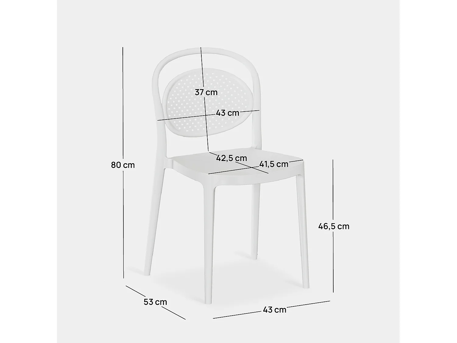 Chaise de jardin en plastique blanc 43x80 cm-Kira