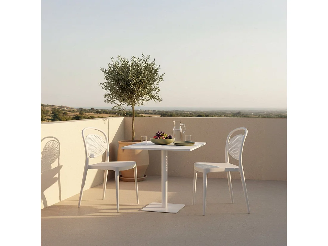 Chaise de jardin en plastique blanc 43x80 cm-Kira