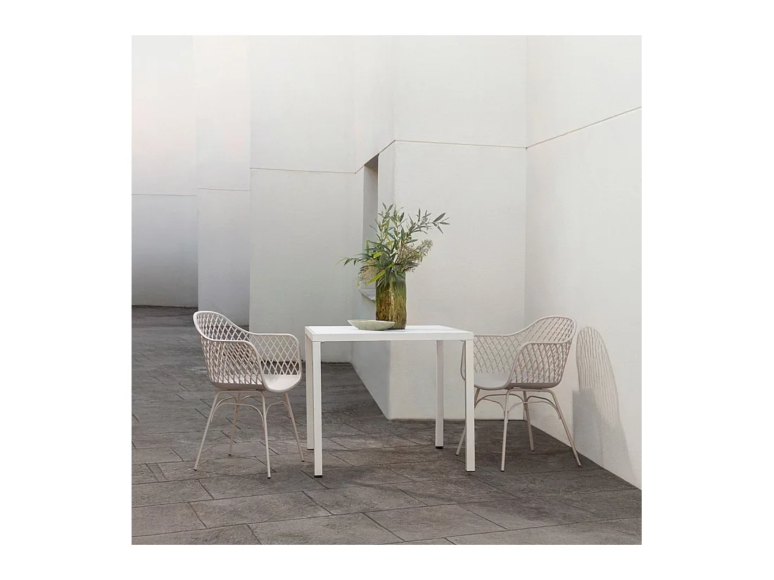 Chaise d'extérieur en plastique beige 59x72 cm-Stal