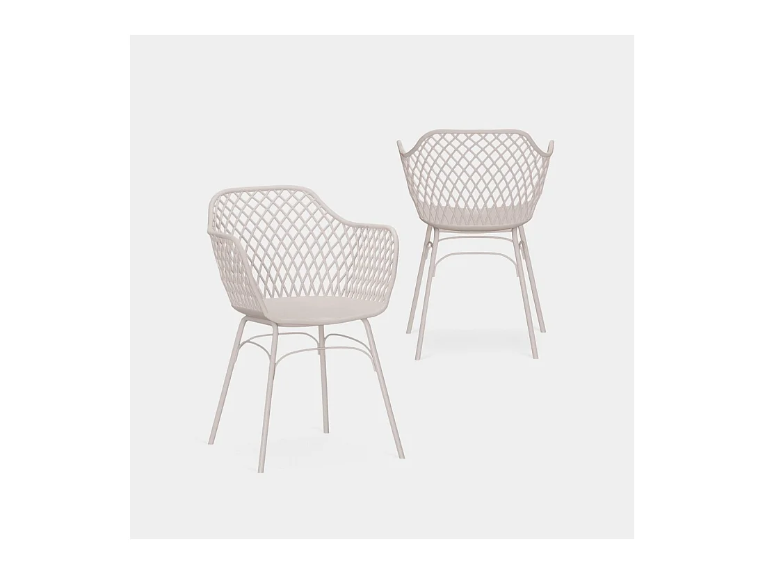 Chaise d'extérieur en plastique beige 59x72 cm-Stal