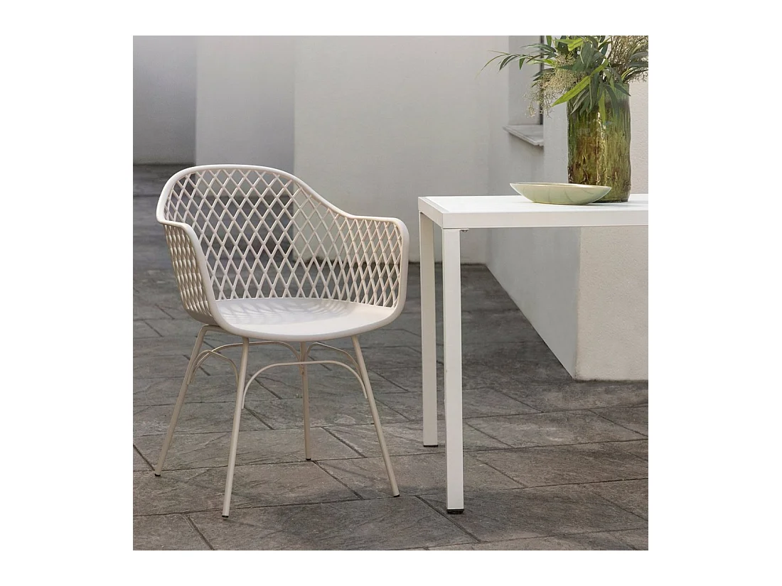 Chaise d'extérieur en plastique beige 59x72 cm-Stal