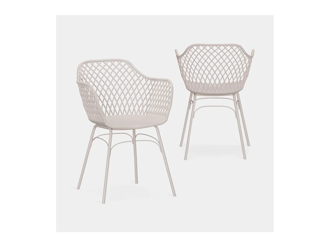 Chaise d'extérieur en plastique beige 59x72 cm-Stal
