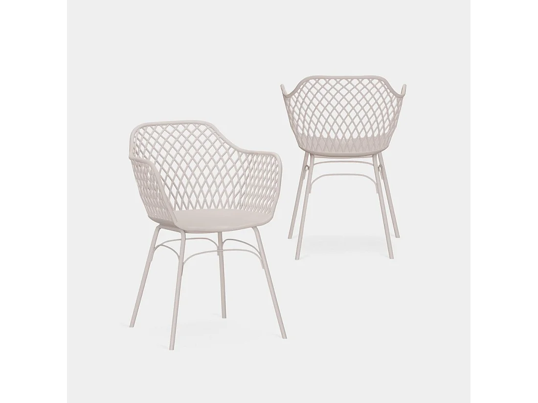 Chaise d'extérieur en plastique beige 59x72 cm-Stal