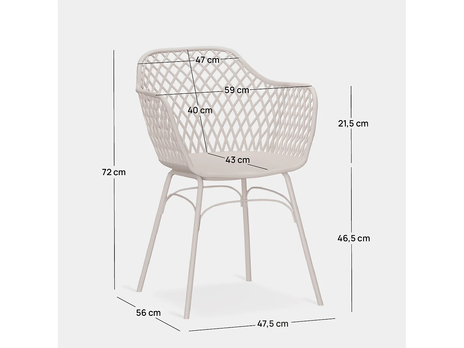 Chaise de jardin en plastique beige 59x72 cm-Stal