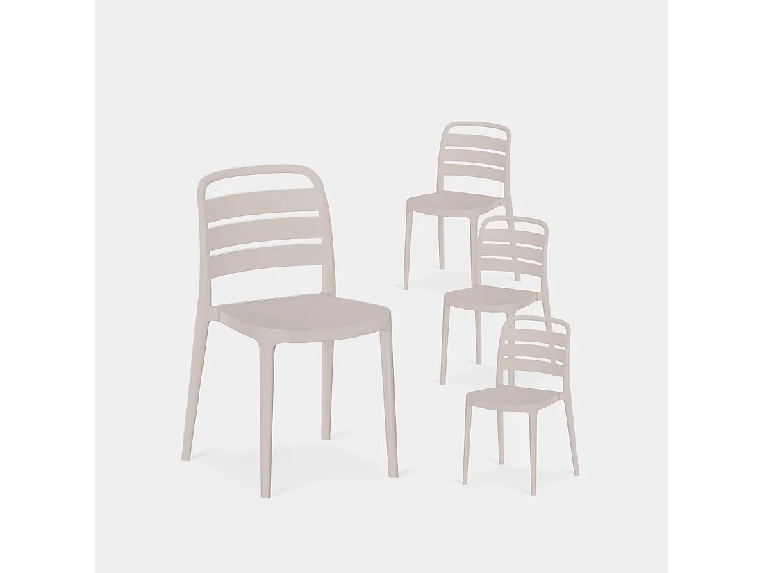 Chaise d'extérieur en plastique beige 42x80 cm-Zira