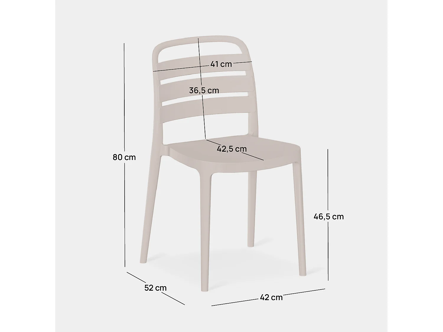 Chaise de jardin en plastique beige 42x80 cm-Zira