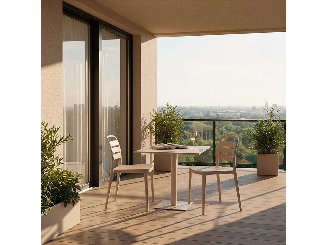Chaise de jardin en plastique beige 42x80 cm-Zira