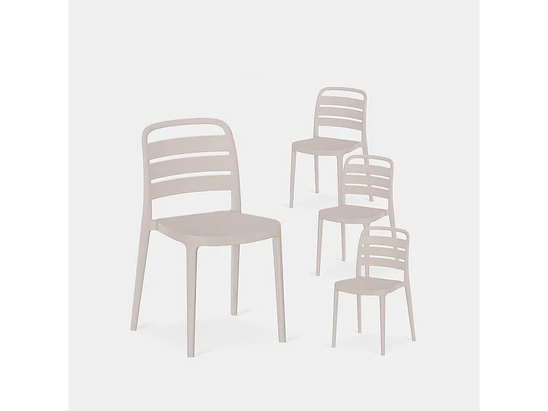 Chaise d'extérieur en plastique beige 42x80 cm-Zira