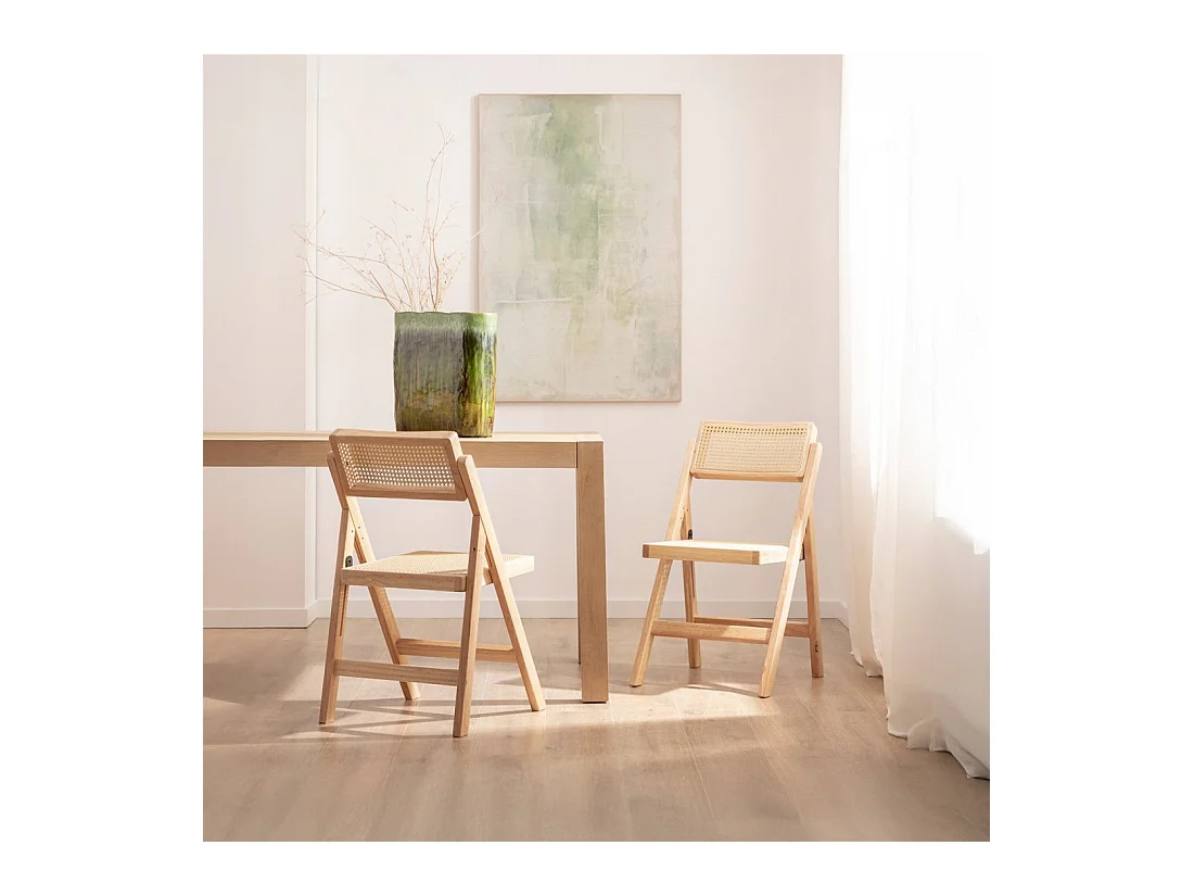 Chaise de salle à manger en bois beige-noyer 46x83 cm-Pia