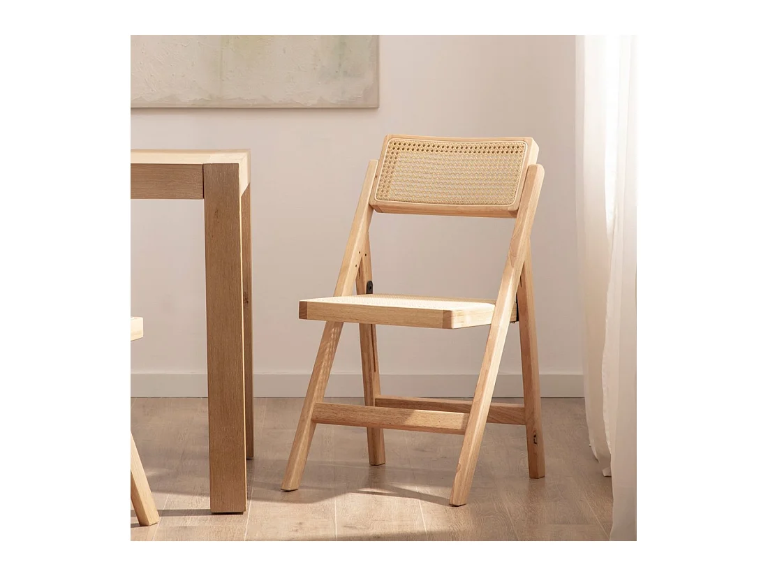 Chaise de salle à manger en bois beige-noyer 46x83 cm-Pia