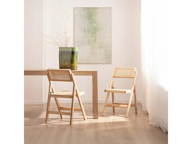 Packs 2 sillas Beige-Nogal 46 x 83 cm