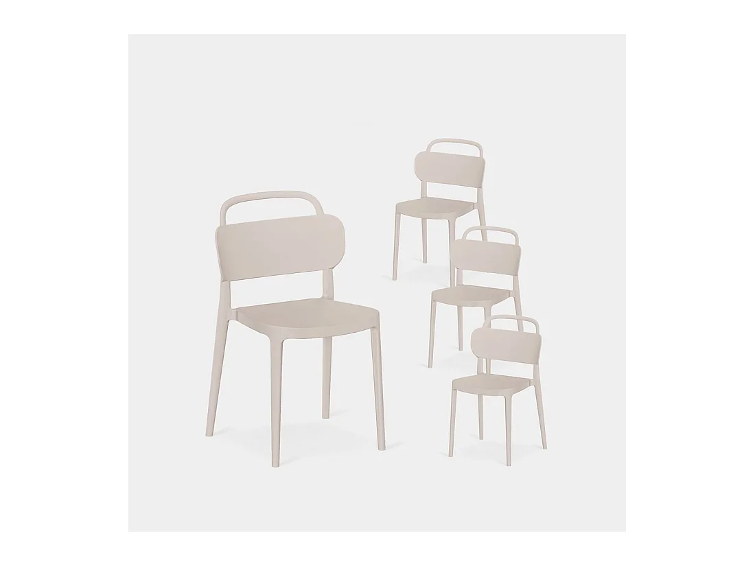 Chaise d'extérieur en plastique beige 47x78 cm-Edda