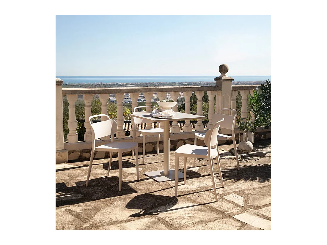 Chaise d'extérieur en plastique beige 47x78 cm-Edda