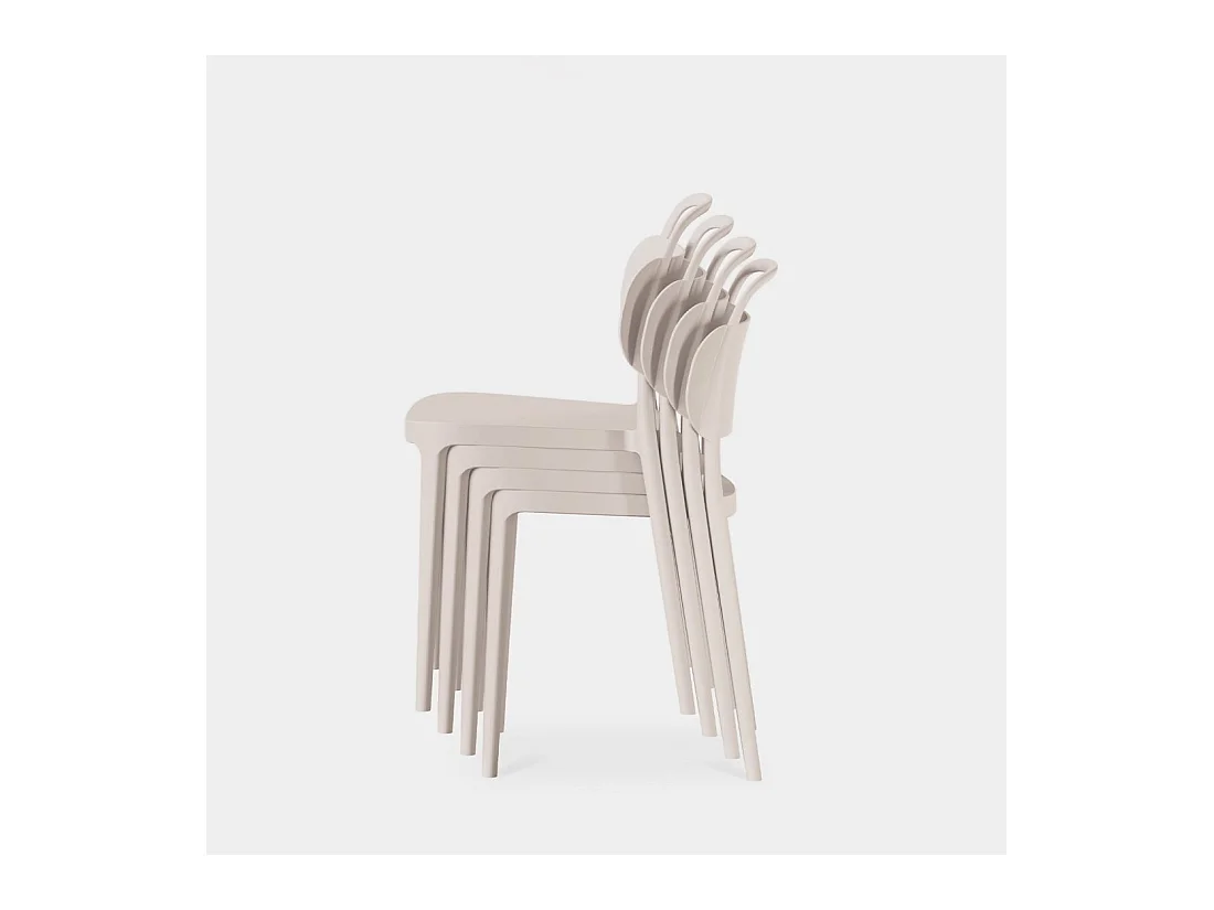 Chaise d'extérieur en plastique beige 47x78 cm-Edda