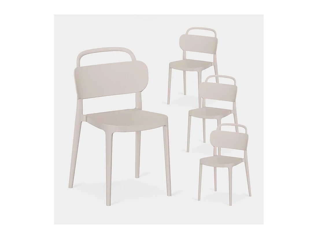 Chaise d'extérieur en plastique beige 47x78 cm-Edda