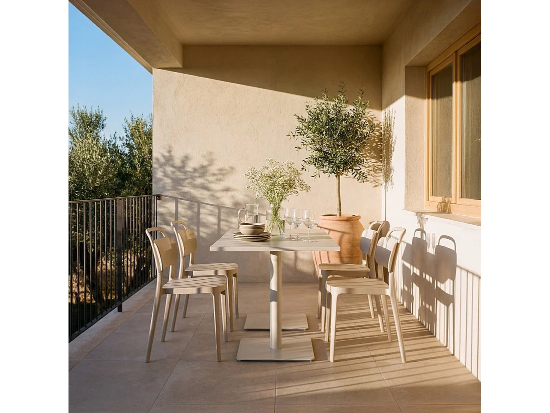 Chaise de jardin en plastique beige 47x78 cm-Edda