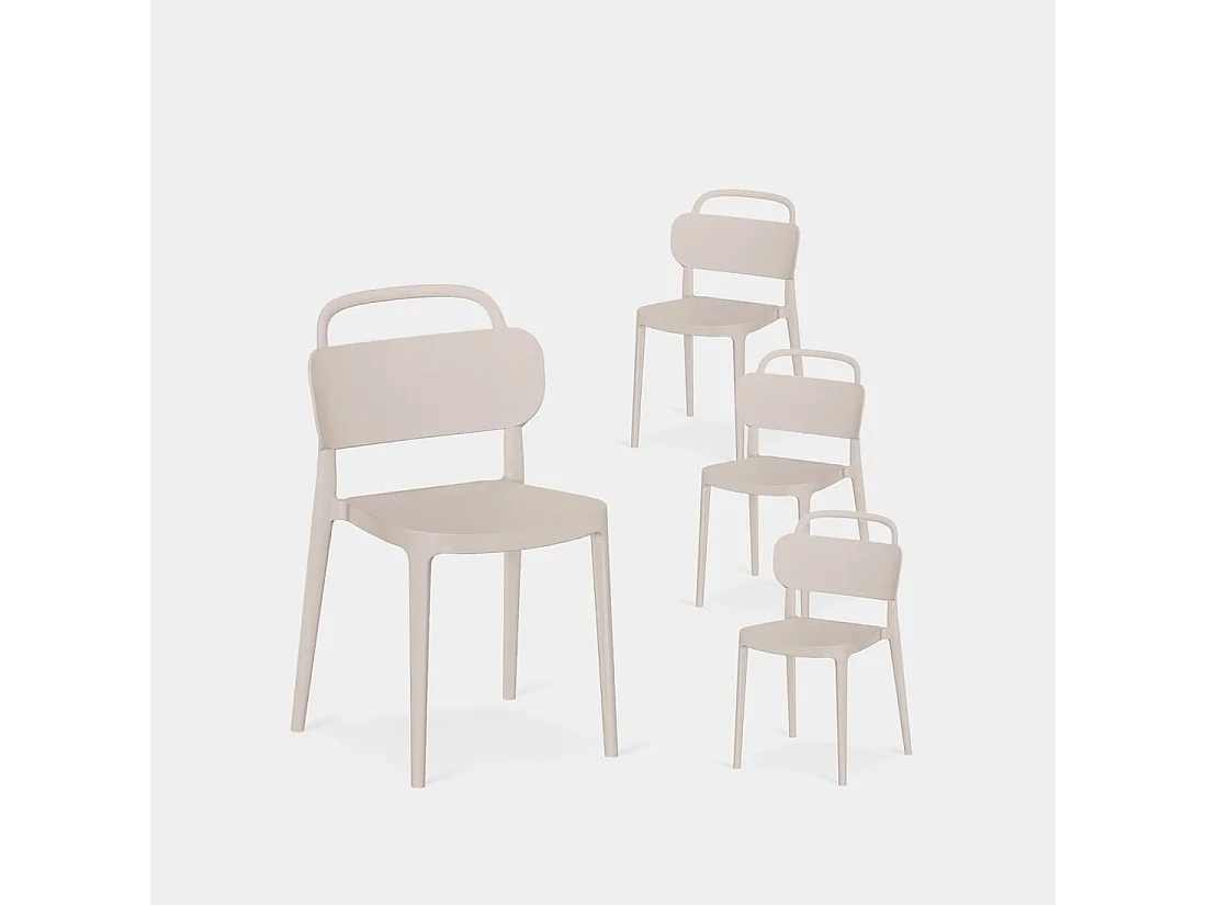 Chaise de jardin en plastique beige 47x78 cm-Edda