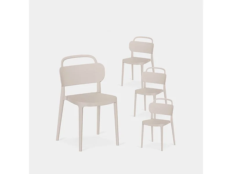 Chaise d'extérieur en plastique beige 47x78 cm-Edda