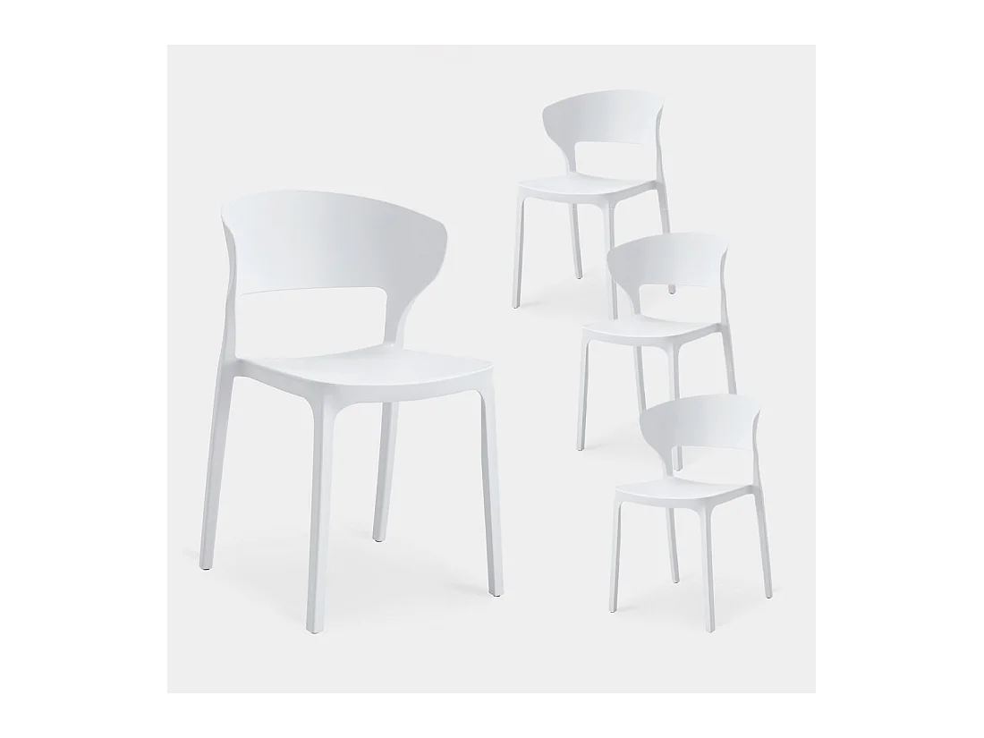 Chaise d'extérieur en plastique blanc 48x76 cm-Serin