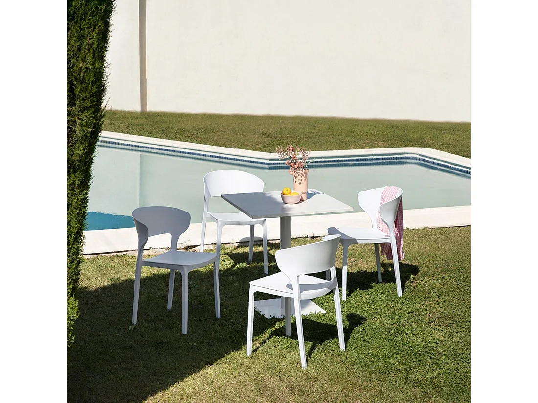 Chaise d'extérieur en plastique blanc 48x76 cm-Serin