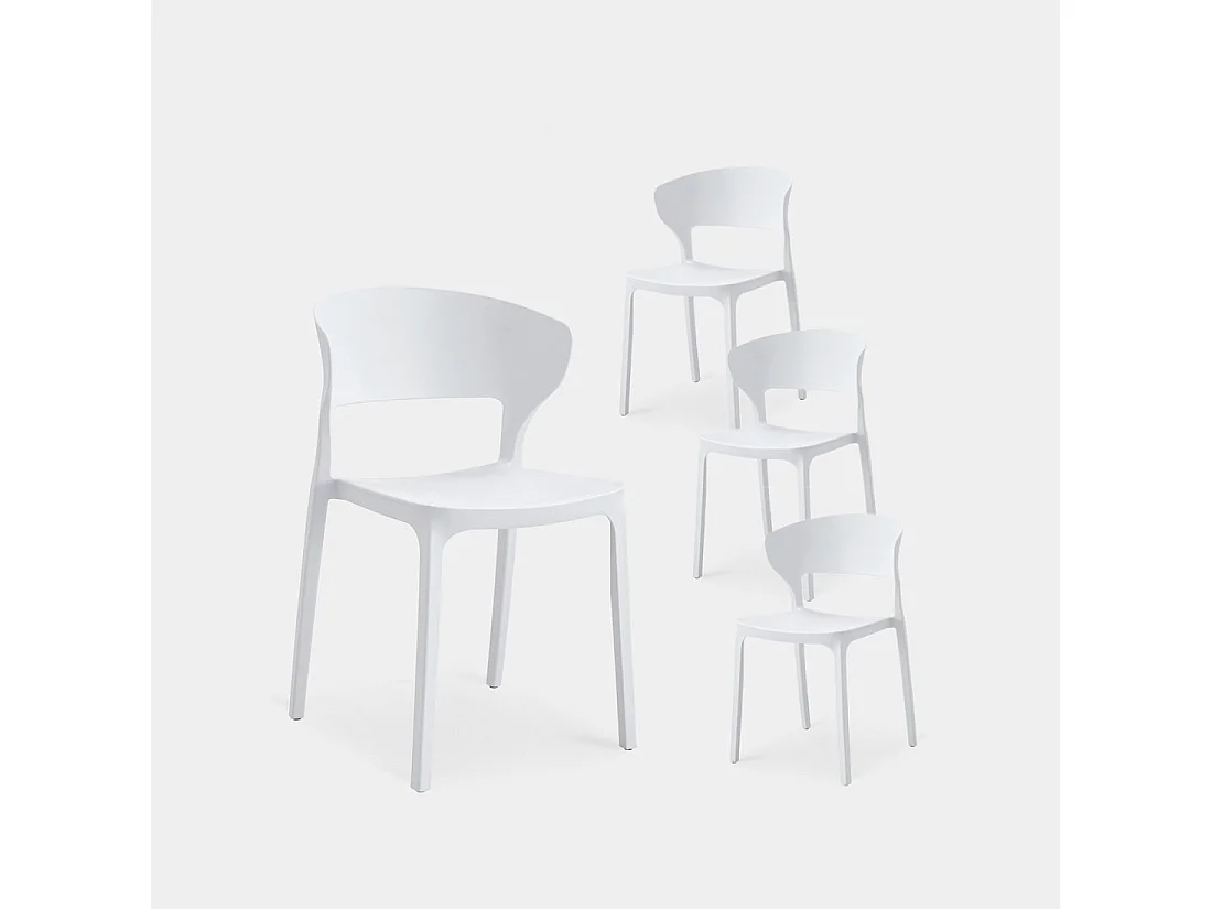 Chaise d'extérieur en plastique blanc 48x76 cm-Serin