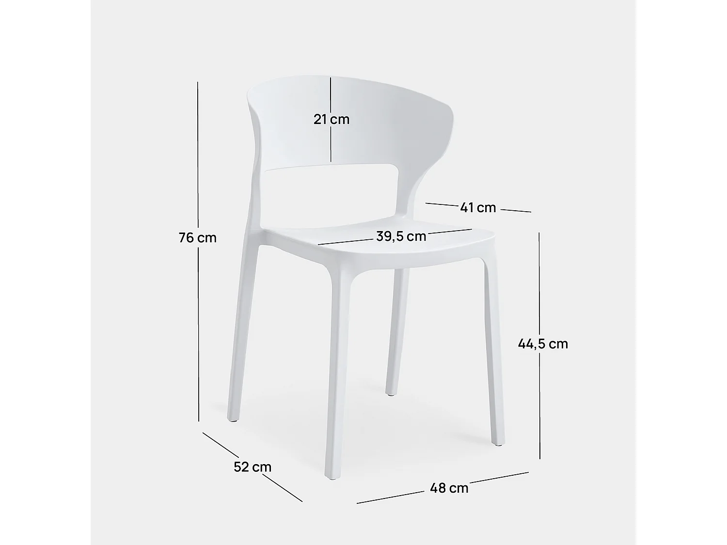 Chaise de jardin en plastique blanc 48x76 cm-Serin
