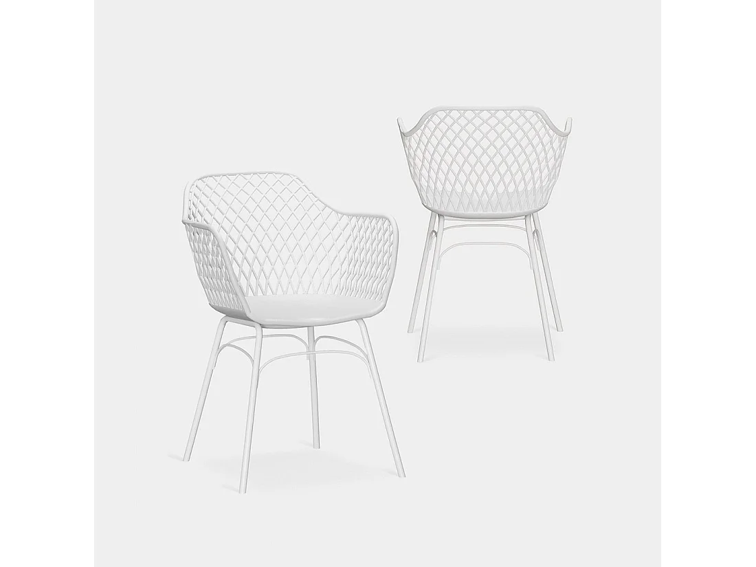 Chaise d'extérieur en plastique blanc 59x72 cm-Stal