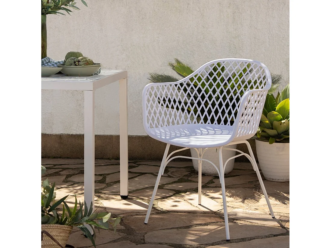 Chaise d'extérieur en plastique blanc 59x72 cm-Stal