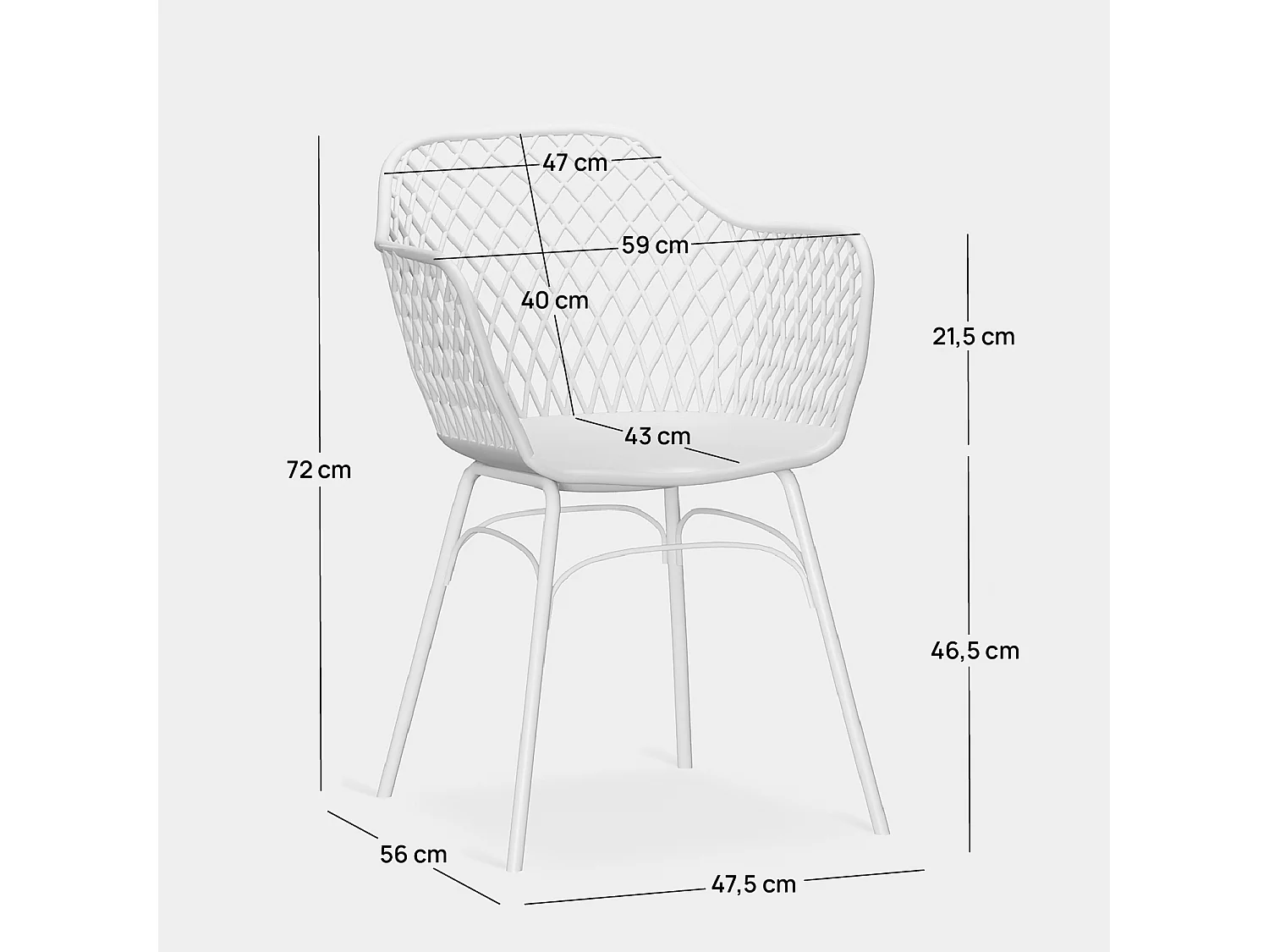 Chaise de jardin en plastique blanc 59x72 cm-Stal