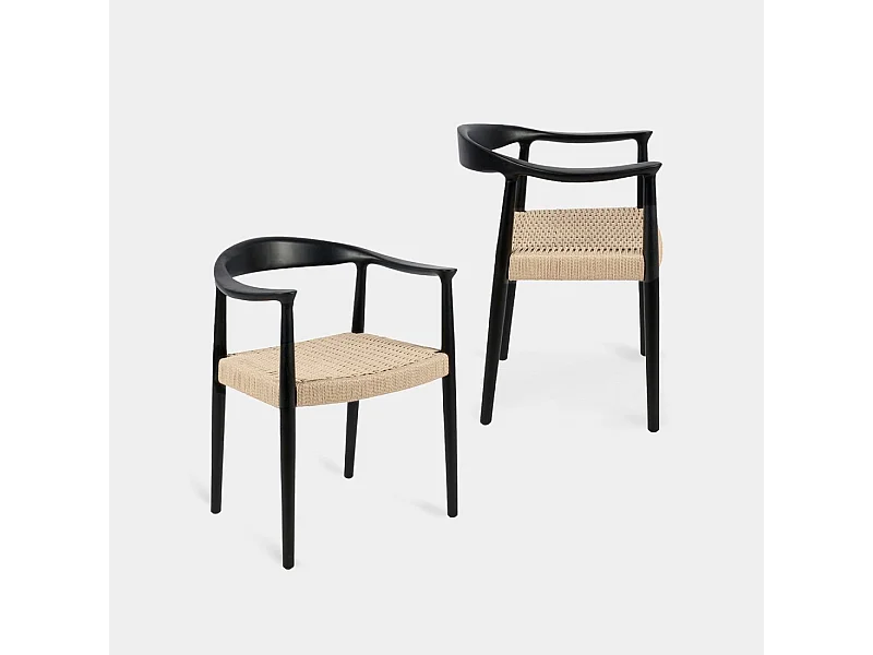 Chaise de salle à manger en bois noir-naturel 65x74 cm-Thesa