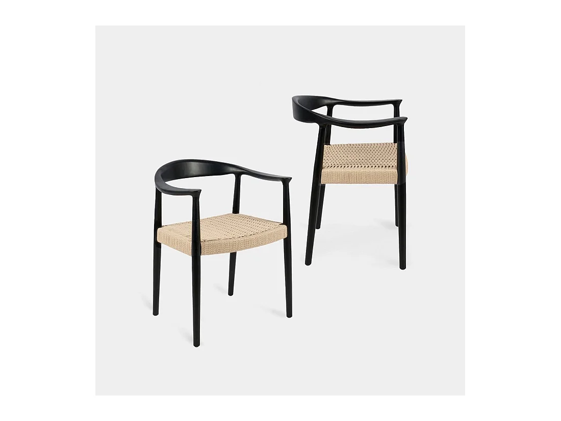 Chaise de salle à manger en bois noir-naturel 65x74 cm-Thesa