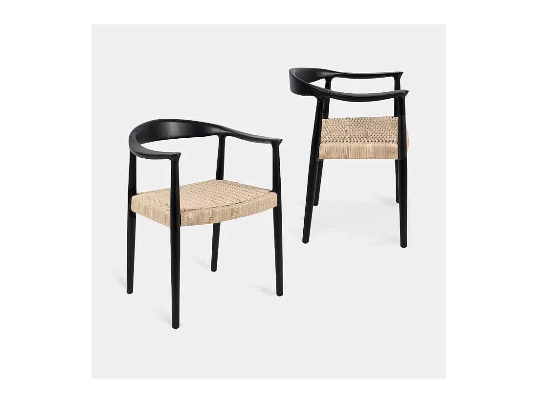 Chaise de salle à manger en bois noir-naturel 65x74 cm-Thesa
