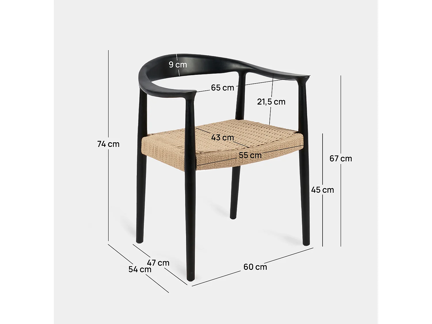 Packs 2 sillas Negro 65 x 74 cm