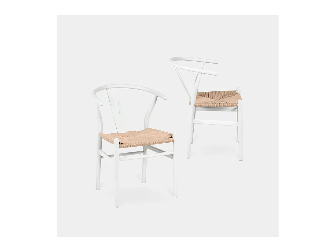 Chaise de salle à manger en bois blanc 51x74 cm-Arni