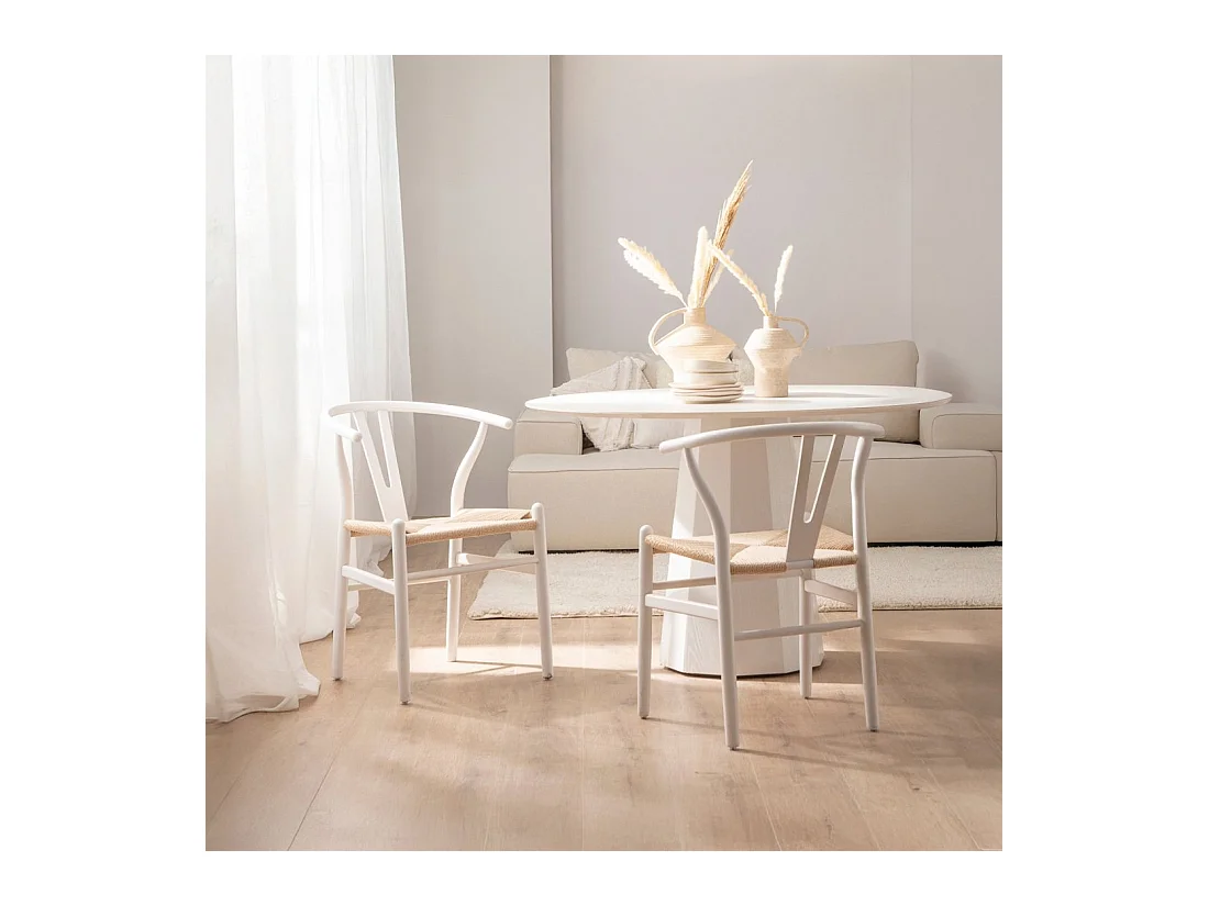 Chaise de salle à manger en bois blanc 51x74 cm-Arni