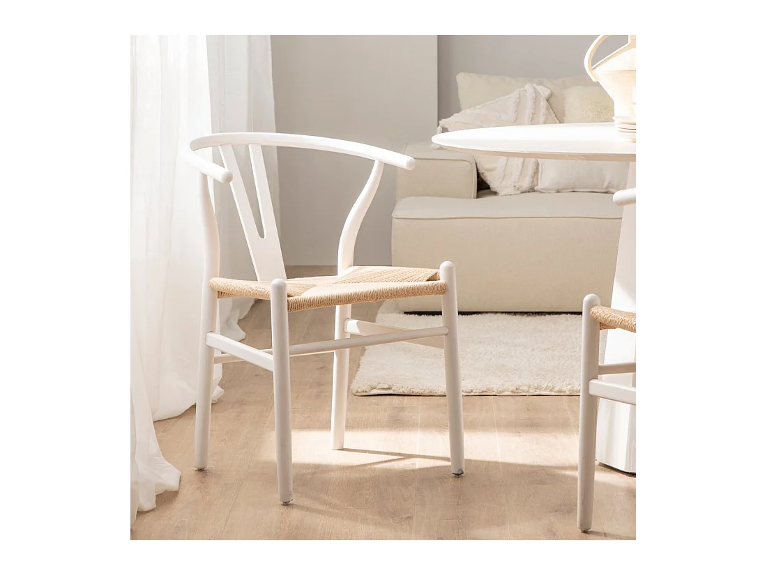 Chaise de salle à manger en bois blanc 51x74 cm-Arni
