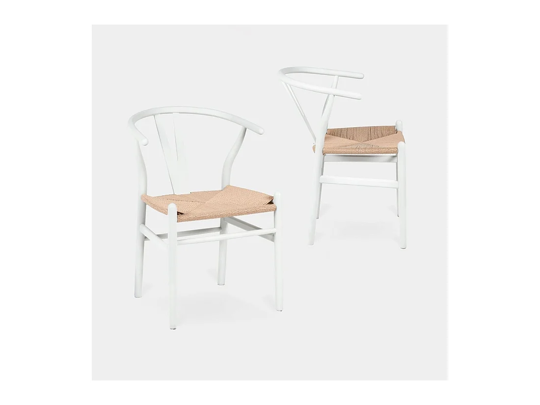 Chaise de salle à manger en bois blanc 51x74 cm-Arni