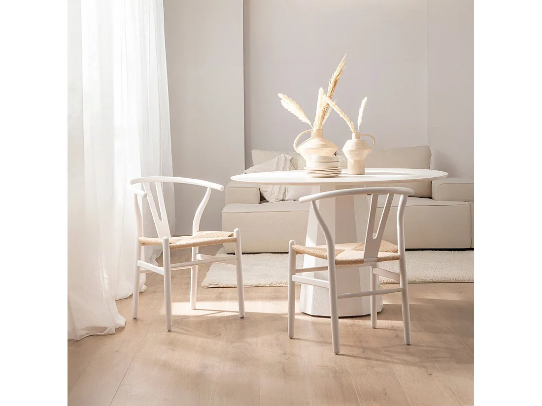Chaise de salle à manger en bois blanc 51x74 cm-Arni