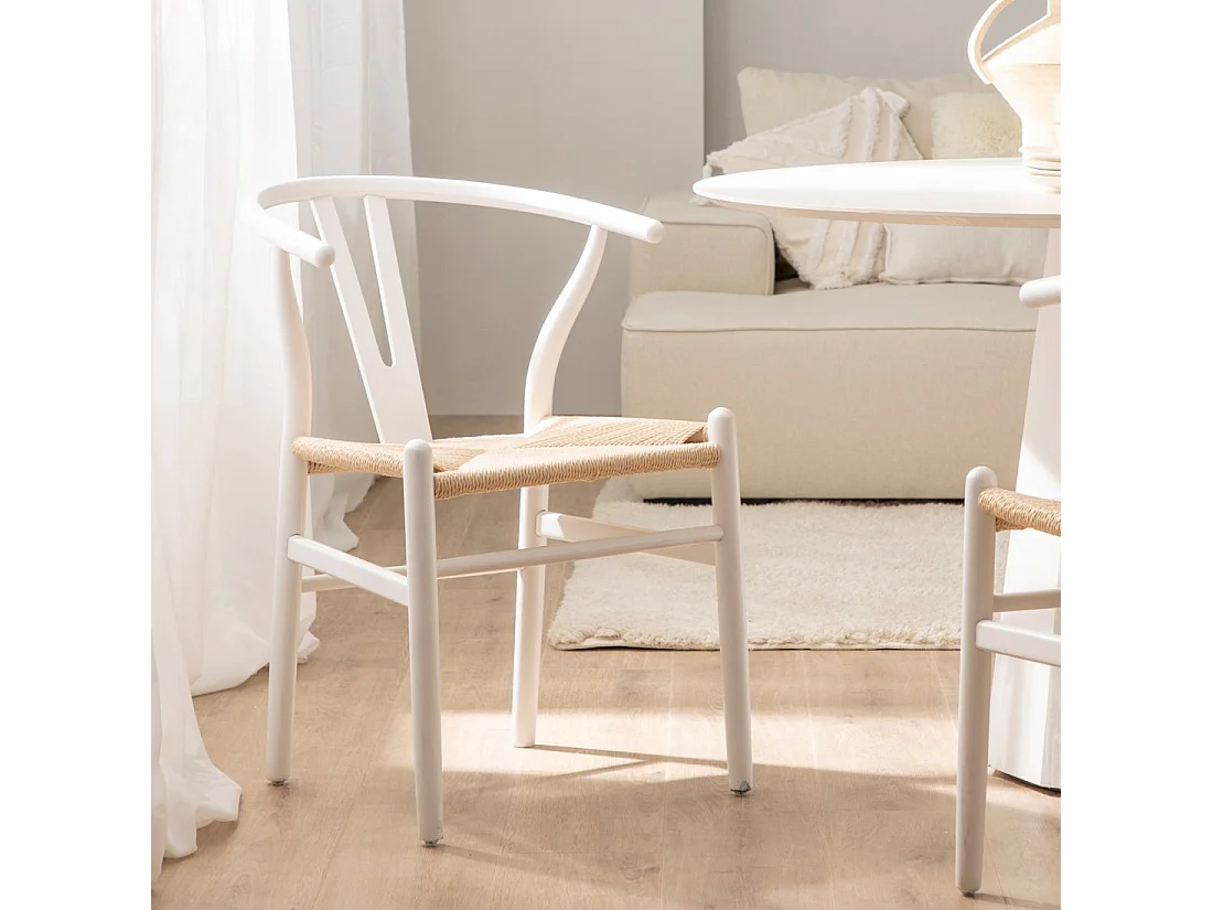 Chaise de salle à manger en bois blanc 51x74 cm-Arni