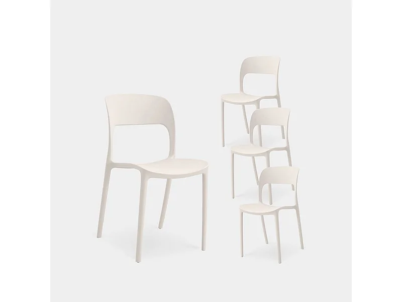 Chaise d'extérieur en plastique beige 46x83 cm-Klint